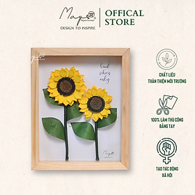 Tranh hoa giấy handmade trang trí cao cấp HOA HƯỚNG DƯƠNG 20x25 cm - Maypaperflower Hoa giấy nghệ thuật