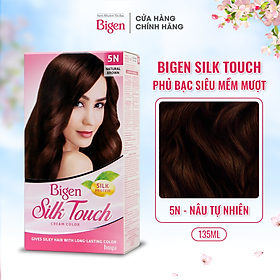 Thuốc nhuộm dưỡng tóc phủ bạc thảo dược Bigen Silk Touch Thương hiệu Nhật Bản Sắc Màu trẻ trung 80ml dạng kem - BST 5N