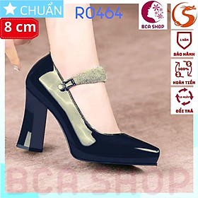 Giày cao gót nữ 8p RO464 ROSATA tại BCASHOP bít mũi, quai ngang gắn nhiều hạt kim cương nhỏ lấp lánh - màu đen