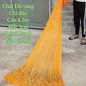 CHÀI CÁ - Chài Dù vàng Bắt Cá Chân Chì Đúc cao 4m2 nặng 3kg mắt lưới 3cm