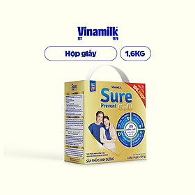 Sữa bột cho người lớn tuổi Vinamilk Sure Prevent 1600g (4 túi x 400g) - Hộp giấy