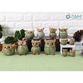 Tượng cú mèo gốm để bàn trang trí Vintage TCV-CMEO-01