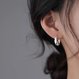 Khuyên tai bạc nữ vòng tròn hình giọt nước