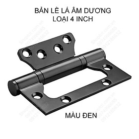 Bản lề lá âm Dương (cánh bướm) 4 inch bằng inox 304 dày 2.2mm cho cửa gỗ, cửa nhựa, cửa nhôm (màu đen)