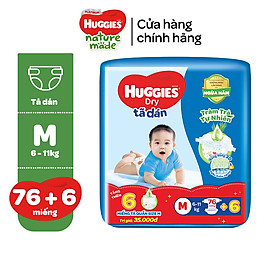 Tặng 6 miếng cho size M76 và L68 Tã bỉm dán tràm trà tự nhiên Huggies Dry