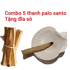 Combo 5 thanh gỗ palo santo - Gỗ thánh - Gỗ thanh tẩy Tổng 25gr Tặng đĩa sò