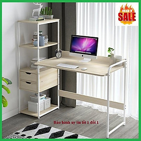 Mua Bàn liền kệ 2 ngăn kéo 120x40x75 - Bàn làm việc liền kệ - bàn học liền kệ