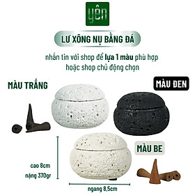 Lư Xông Nụ Yên Thảo Mộc Bằng Đá Đen Trắng Xám Tối Giản Trang Trí Nhà Xông Thơm Thiền Thư Giãn