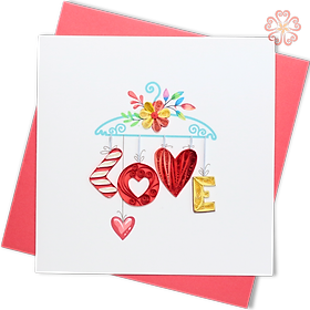 Thiệp Giấy Xoắn Nghệ Thuật - Thiệp Chữ Love Tình Yêu - Love Word Card - Love Valentine  - 15 x 15 - VN2XM115D57E1