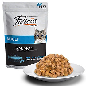 Pate Vị Cá Hồi Cho Mèo Trưởng Thành Felicia Adult Cat Salmon In Jelly Gói 85g - Xuất Xứ Litva Châu Âu