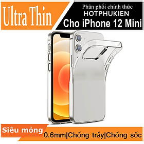 Ốp lưng dẻo silicon cho iPhone 12 Mini (5.4 inch) hiệu Ultra Thin (siêu mỏng 0.6mm, chống trầy, chống bụi) - Hàng nhập khẩu