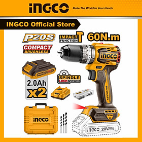 Máy khoan pin 3 chức năng không chổi than INGCO CIDLI20602 lực xoắn 60Nm