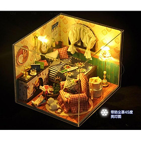 Mô hình nhà búp bê phòng ngủ mùa đông với ghế caro đỏ Winter Ballad