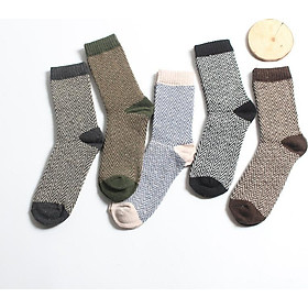 Tất nam cao cổ họa tiết thổ cẩm đi giày tây - Bộ 5 đôi cao cấp
