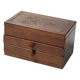 Wooden Jewelry Box for Watches Bracelet Earrings Rings with Drawer & Mirror