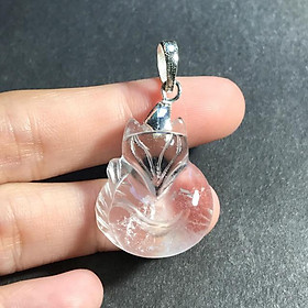 Hồ ly đá thạch anh trắng tặng kèm móc + dây đeo 