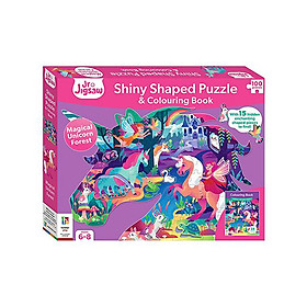 Magical Unicorn Forest Shiny Shaped Puzzle With Book