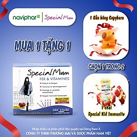 Sắt nước Special Mum Fer et Vitamines Bổ sung sắt hữu cơ và vitamin, phòng ngừa thiếu máu thiếu sắt, giảm mệt mỏi cho phụ nữ mang thai và sau sinh. - 10ml x 20 gói