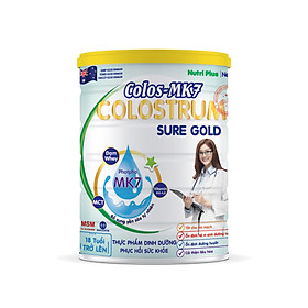 Sữa bột dinh dưỡng NUTRI PLUS Colos Mk7 SURE GOLD cho người cao tuổi, người bệnh, người ăn uống kém,phục hồi sức khỏe- 900G