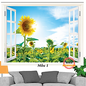 Tranh dán tường 3d Cửa sổ nhìn ra ngoài phong cảnh thiên nhiên-tranh 3d phòng khách, phòng ngủ-Huyền Chi-Đặt theo kích thước yêu cầu