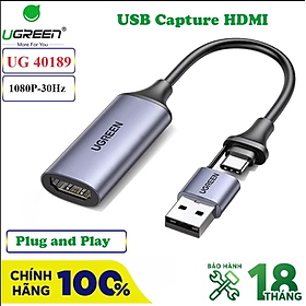 Mua Card ghi hình HDMI sang USB 2.0  Type C live streaming 1080P Ugreen 40189 - Hàng chính hãng