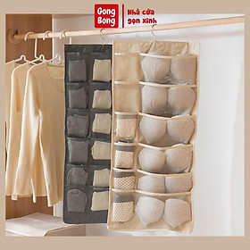 Mua Túi treo tủ đựng đồ lót màu ghi khay lưới đựng đồ cá nhân 2 mặt 30 ngăn tiện ích dễ tìm đồ sắp xếp gọn gàng tủ quần áo