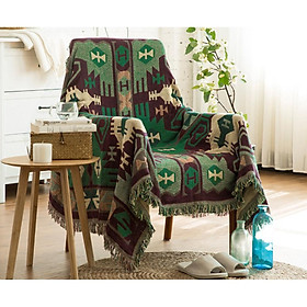Thảm thổ cẩm xanh 2 kích thước 130x180cm và180x230cm, khăn phủ sofa