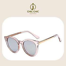 Mắt Kính Mát Nữ Gọng Tròn cá tính Màu Bạc| Mắt Kính Chic Chic D32