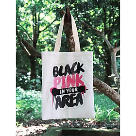 Túi tote vải thiết kế Black Pink 40x35cm