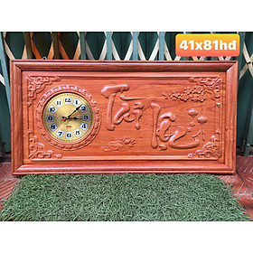 Đồng hồ treo tường chữ tài lộc bằng gỗ hương kt 41×81×3cm