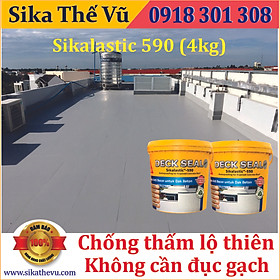 Chống thấm không cần đục gạch, chống thấm sân thượng, sàn mái lộ thiên, máng xối - Sikalastic 590 (thùng 4kg)