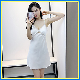 Váy ngủ lụa hai dây ren sexy Q166 - Đầm ngủ lụa hai dây gợi cảm - Đầm ngủ
