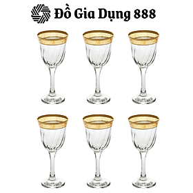 Bộ 6 ly Vang Rosa Viền Mạ Vàng 24K Họa Tiết Fendi - Made In Italia