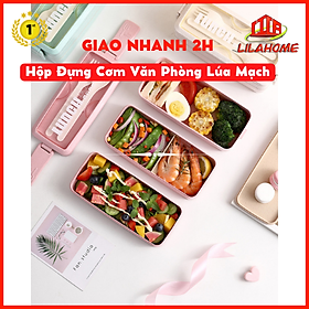 Mua Hộp Đựng Cơm Văn Phòng 3 Tầng 900ML Lúa Mạch Cao Cấp  Kèm Nĩa Và Thìa Màu Ngẫu Nhiên-Hàng Chính Hãng