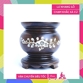 Mua Lư hương cắm nhang bát hương lư nhang gỗ chạm xà cừ cao cấp - Nhiều cỡ