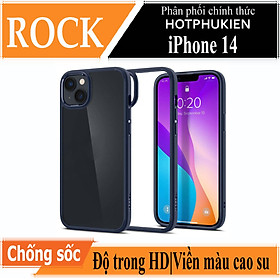 Ốp lưng chống sốc viền cao su cho iPhone 14 (6.1 inch) thiết kế mặt lưng trong suốt Hiệu Rock hybrid tective Case (độ đàn hồi cao, bảo vệ toàn diện, tản nhiệt tốt) - hàng nhập khẩu