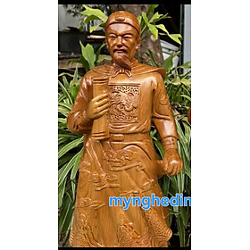 Tượng thánh trần quốc tuấn trần hưng đạo vương gỗ bách xanh thơm núc cao 80x25x19cm 