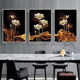 Tranh Hoa Giá Rẻ Decor Không Gian Gia Đình - Tran Canvas Bộ 3 Canvas Cao Cấp