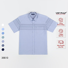 Áo Sơ Mi Nam Ngắn Tay VIỆT PHÁP Form Luxury Chất liệu Bambo In Sọc lịch lãm, sang trọng 35513