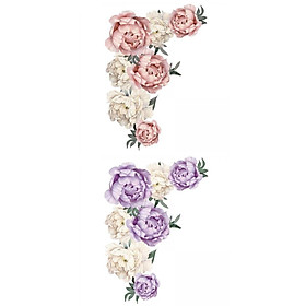 2pcs Peony Rose Flowers Wall Sticker for Bedroom Nursery Room Decoration