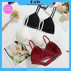 Áo Ngực Không Gọng Chất Liệu Ren Cao Cấp, Áo Lót Bra Ren Mềm Mẫu Mới Siêu Đẹp Thương Hiệu Baw mã BA1 - ĐEN - One size 40-60kg