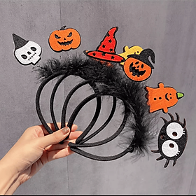 Băng đô dự tiệc khiêu vũ phụ kiện tóc đầu lâu ma quái,vòng tóc đen bí ngô Halloween