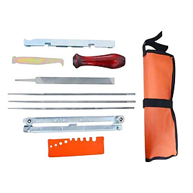 10 Pieces Professional Chainsaw File Kit with Tool Pouch Repair Tool