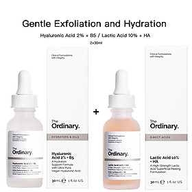 The Ordinary Bộ Tẩy Tế Bào Chết - Hyaluronic Acid 2% + B5 / Lactic Acid 10% + HA dưỡng ẩm - 2x30ml