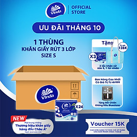 Khăn giấy rút cao cấp Vinda Deluxe 3 lớp 50 tờ size S (4 Gói)
