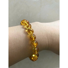 Vòng đeo Tay Nữ Hổ Phách Vàng sịn đẹp size hạt 8mm hợp Nữ mệnh Kim mệnh Thổ mệnh Thủy ạ