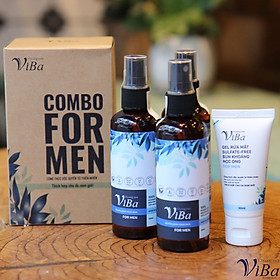 COMBO FOR MEN- Gel rửa mặt bùn khoáng nọc ong + Xịt khoáng tươi Viba - BỘ ĐÔI DÀNH CHO NAM GIỚI