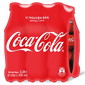 Lốc 6 Chai Nước Giải Khát Có Gas Coca-Cola (390ml / Chai)
