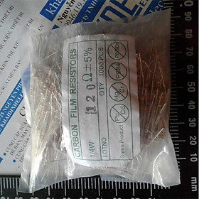 Mua điện trở 1/4w 0.25w  đóng gói 1000 con  4 vạch  5%  200ohm KDE0278