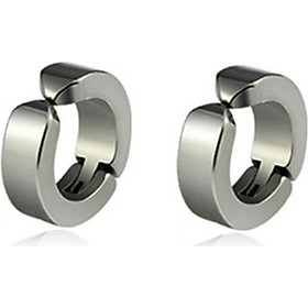 Bông Tai Nam Khoen Tròn Loại Kẹp Ko Cần Bấm Lỗ Tai Chất Liệu Thép Titan Ko Rỉ Ko Dị Ứng TT 0851 - 1 Cặp - Bạc